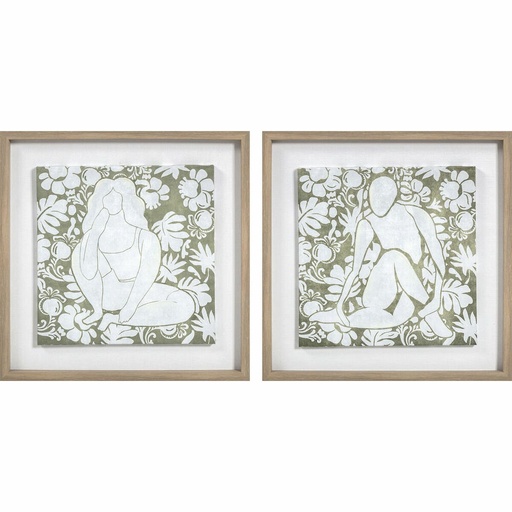 Lienzo DKD Home Decor Madera Floral (2 Unidades) (Reacondicionado D)