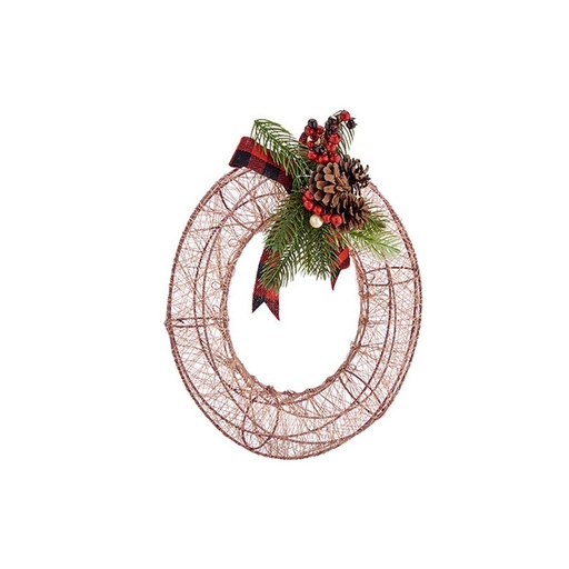 Corona de Navidad Krist+ Champagne Metal 29 x 12 x 30 cm